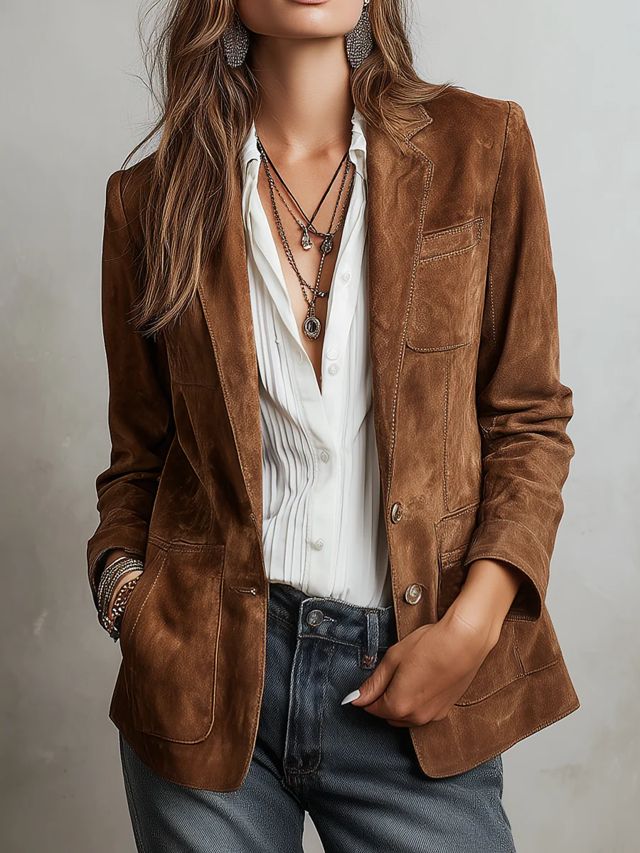 Isabella™ | Blazer vintage marrón