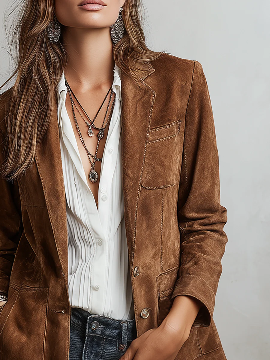 Isabella™ | Blazer vintage marrón