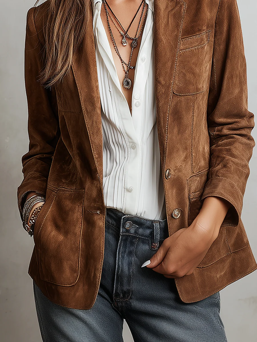 Isabella™ | Blazer vintage marrón